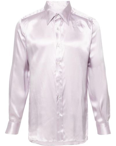 Tom Ford Straight-point Collar Silk Shirt - ピンク