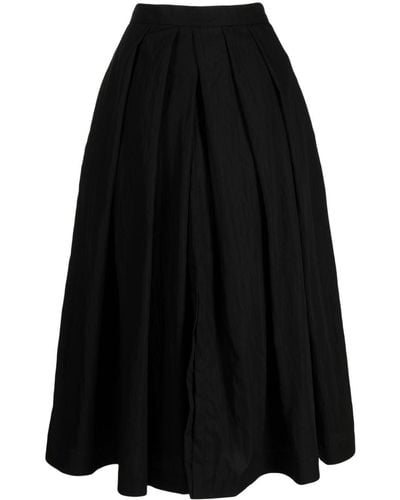 Sara Lanzi Slits Pleated Skirt - Black
