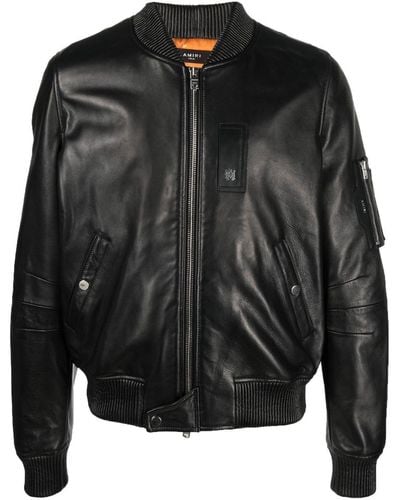 Amiri Leather Bomber Jacket - Black