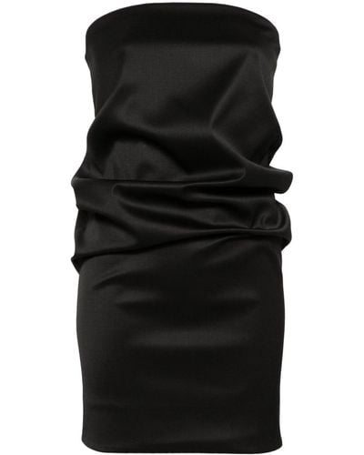 Saint Laurent Mini-jurk Met Ceintuur Van Wolblend - Zwart