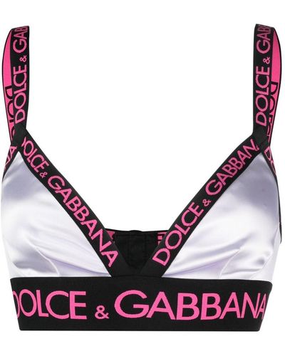 Dolce & Gabbana Sujetador con ribete del logo y diseño triangular - Morado