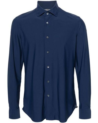 Corneliani Spread-collar Stretch-jersey Shirt - Blue