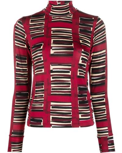 Colville Piano-print High-neck Top - Red