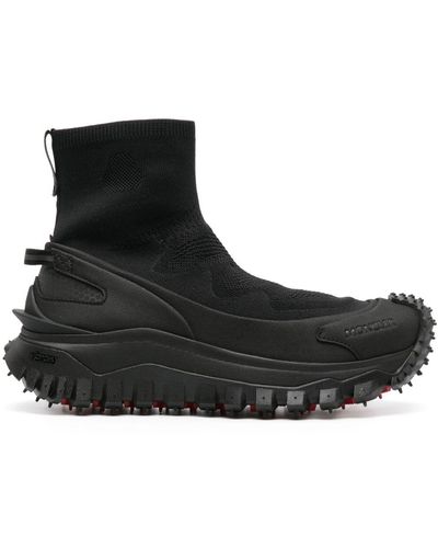 Moncler Trailgrip Stretch-knit And Rubber High-top Sneakers - Black