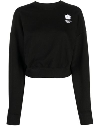 KENZO Embroidered-logo Cotton Sweatshirt - Black