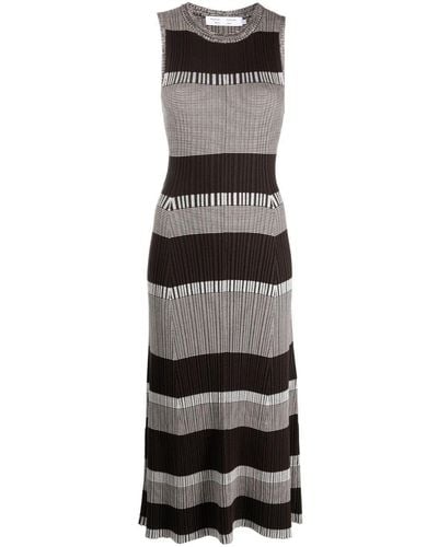 Proenza Schouler Mini Stripe Ribbed-knit Sleeveless Dress - Gray