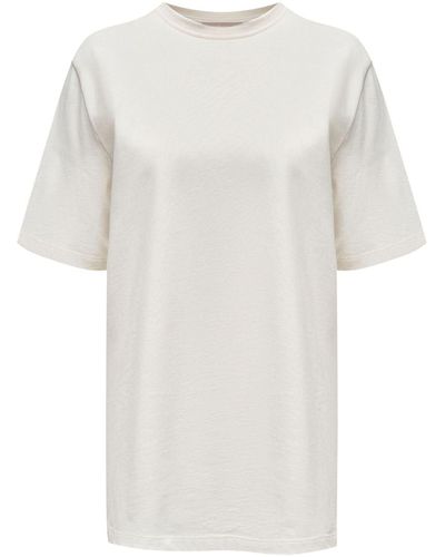 12 STOREEZ Vertical-seamed Brushed Cotton T-shirt - White