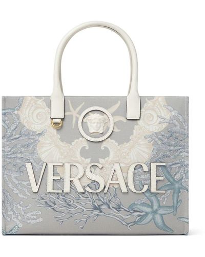 Versace La Medusa Canvas Tote Bag - Gray