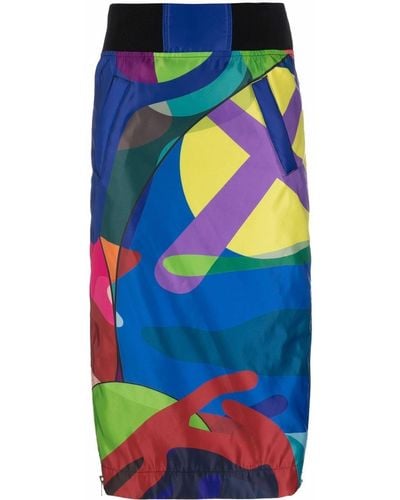 Sacai Zip-panel Abstract Skirt - Blue