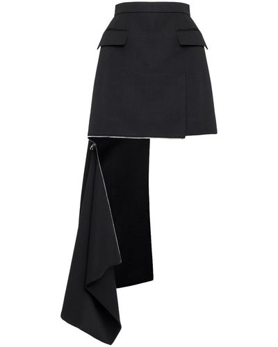 Alexander McQueen Asymmetric Zip-slash Miniskirt - Black