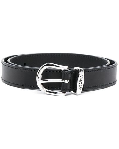 Isabel Marant Ceinture en cuir à logo gravé - Noir