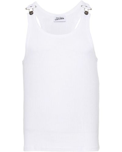 Jean Paul Gaultier Ribbed Cotton Tank Top - White