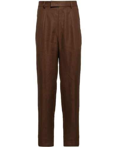 ZEGNA Pleated slim-fit trousers - Braun