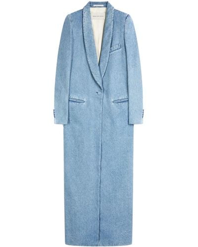 Dries Van Noten Manteau en jean à simple boutonnage - Bleu
