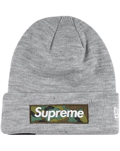 Supreme X New Era Box Logo Beanie - Grey