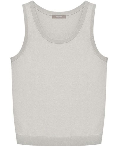 12 STOREEZ Scoop-neck Knitted Tank Top - Gray