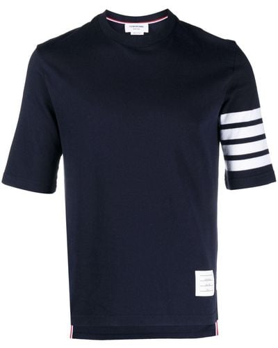 Thom Browne T-shirt à détail 4 bandes signature - Bleu