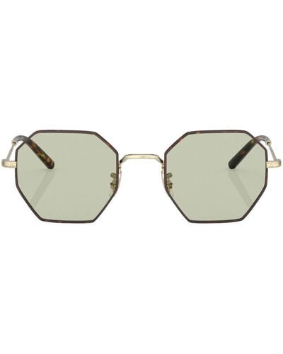 Oliver Peoples Tortoiseshell Octagonal-frame Sunglasses - Metallic