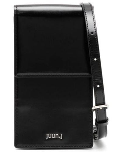 Juun.J Logo-print Leather Phone Pouch - Black
