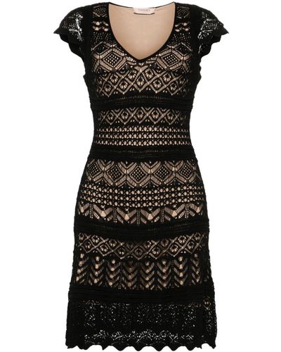 Twin Set V-neck Knitted Dress - Black