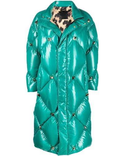 Philipp Plein Quilted Studded Padded Coat Green