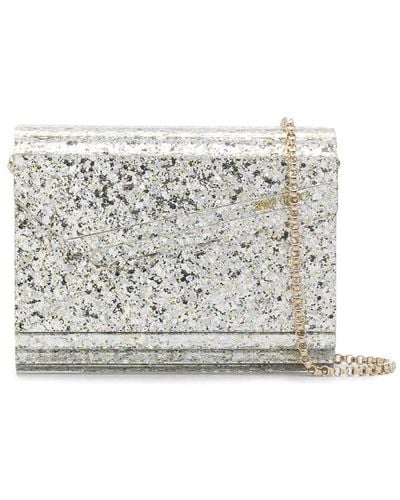 Jimmy Choo Pochette Candy à paillettes - Blanc