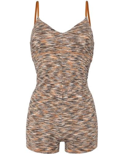 The Upside Abstract-print Leotard - Brown