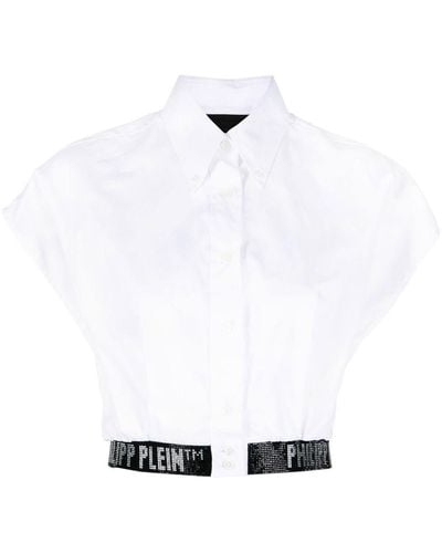 Philipp Plein Camicia crop con decorazione - Bianco