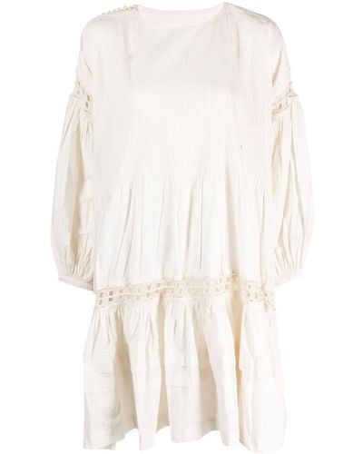 STORY mfg. Mon Cross-stitch Cotton Dress - White