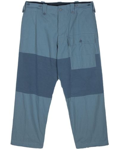 Yohji Yamamoto Tapered Cotton Cargo Pants - Blue