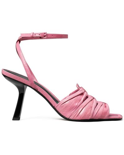 Tory Burch 85mm Ruched Leather Sandals - Pink