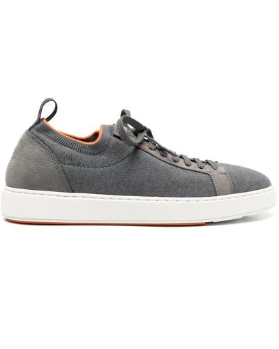 Santoni Soksneakers Met Contrasterende Afwerking - Grijs