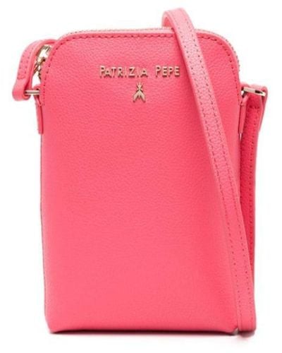 Patrizia Pepe Logo-appliqué Leather Crossbody Bag - Pink
