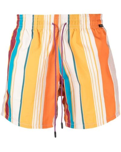 Etro Striped Drawstring Swim Shorts - Orange