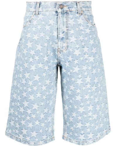 ERL Jeans-Shorts mit Jacquard-Sternemuster - Blau