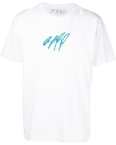 Off-White c/o Virgil Abloh Bounce Cross logo-embroidered T-shirt - Bleu