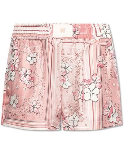 Amiri Bandana-print Silk Shorts - Pink
