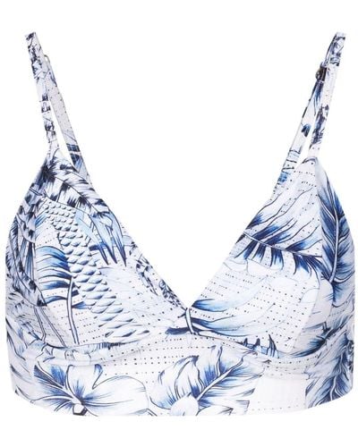 Lygia & Nanny Palm-tree Print Bralette Top - Blue