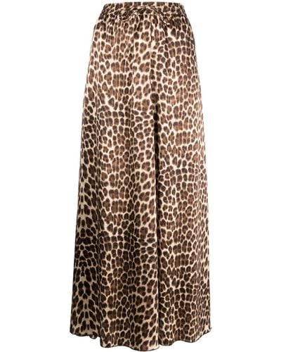 P.A.R.O.S.H. Leopard-print Silk Maxi Skirt - Natural