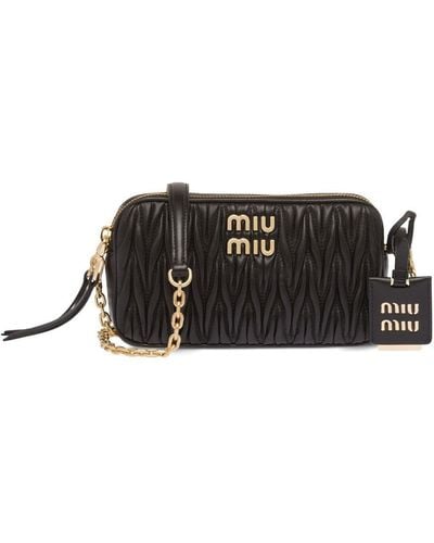 Miu Miu Mini-Tasche aus Matelassé-Leder - Schwarz