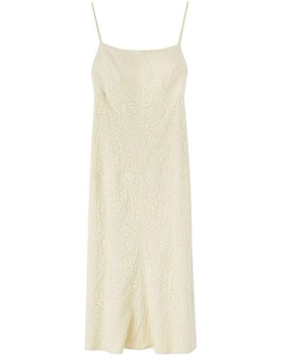 Jil Sander Neutral Cotton-blend Midi Dress - White