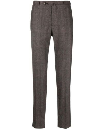 PT Torino Check Print Wool Pants - Gray
