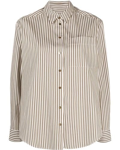 Claudie Pierlot Classic-collar Striped Shirt - Brown