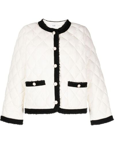 B+ AB Contrasting-trim Frayed Quilted Jacket - White