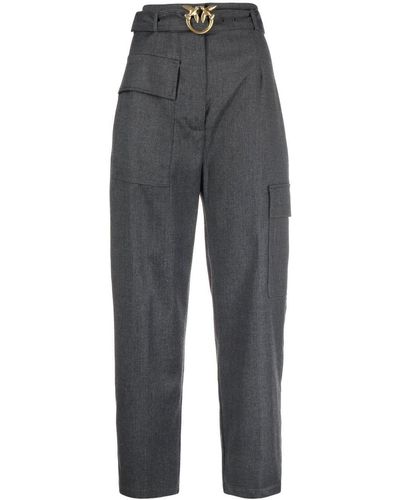 Pinko High-waisted Cropped Pants - Gray