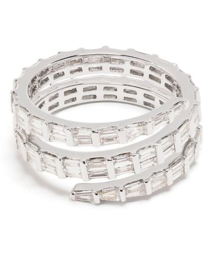 Anita Ko 18kt White Gold Three Row Baguette Diamond Coil Ring - Metallic
