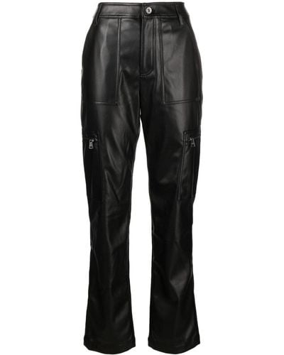 DKNY Flared Faux-leather Cargo Pants - Black