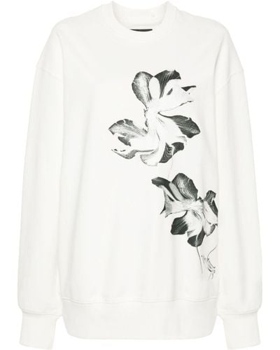 Y-3 Jersey-Sweatshirt mit Blumen-Print - Weiß