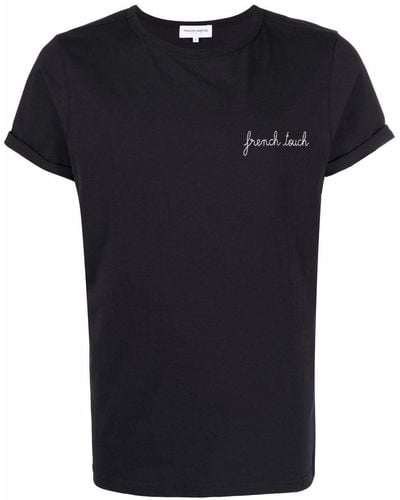 Maison Labiche T-shirt Met Geborduurde Tekst - Zwart