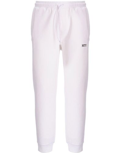 BOSS Pantalones de chándal con logo estampado - Blanco